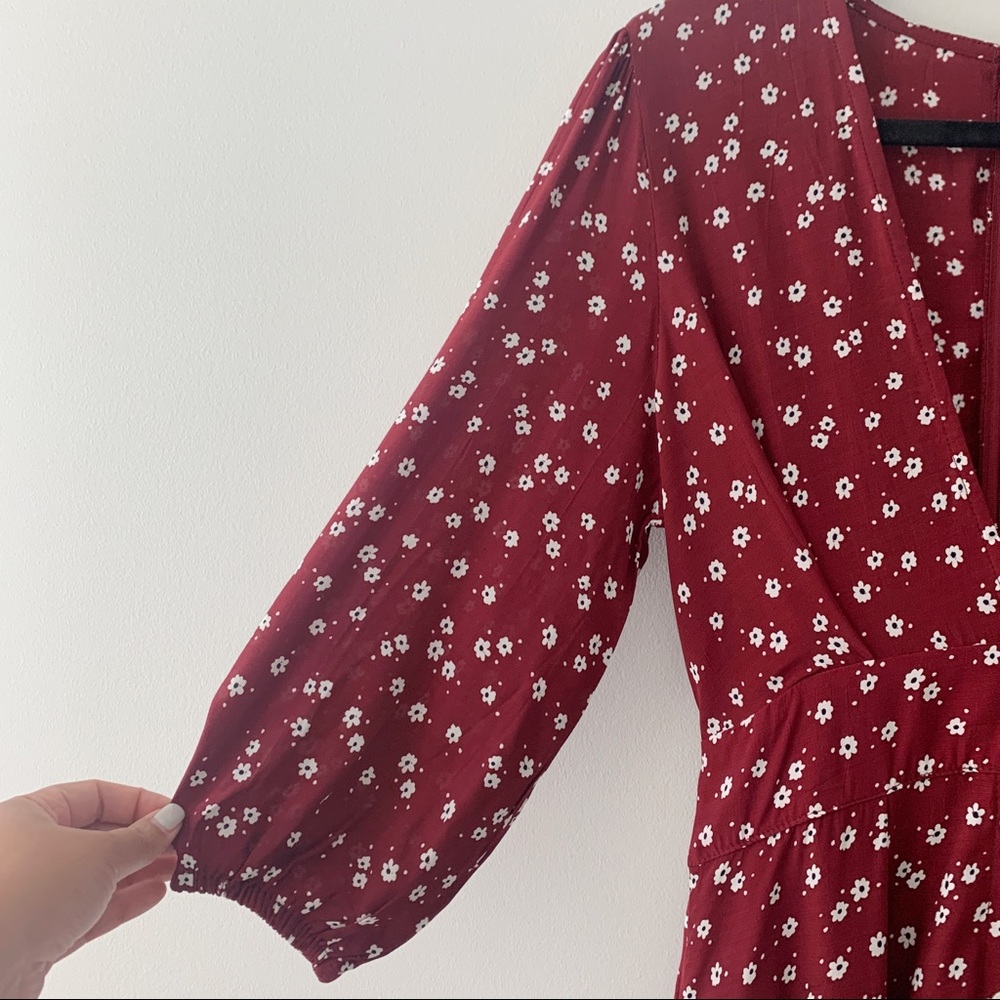 Faithfull the Brand Wine Midi Dress with Cream Dot Print - Picture 9 of 9